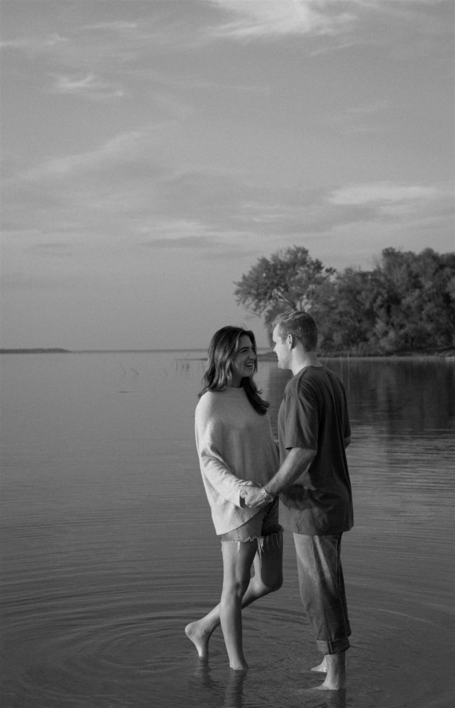 Couple talking during sunset at Lake Tawakoni.